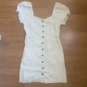 Madewell Cream Button-Front Mini Dress